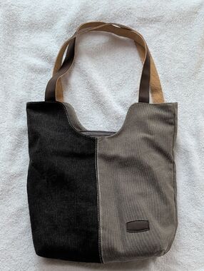 Canvas Two-Tone Tote Bag in Black and Gray